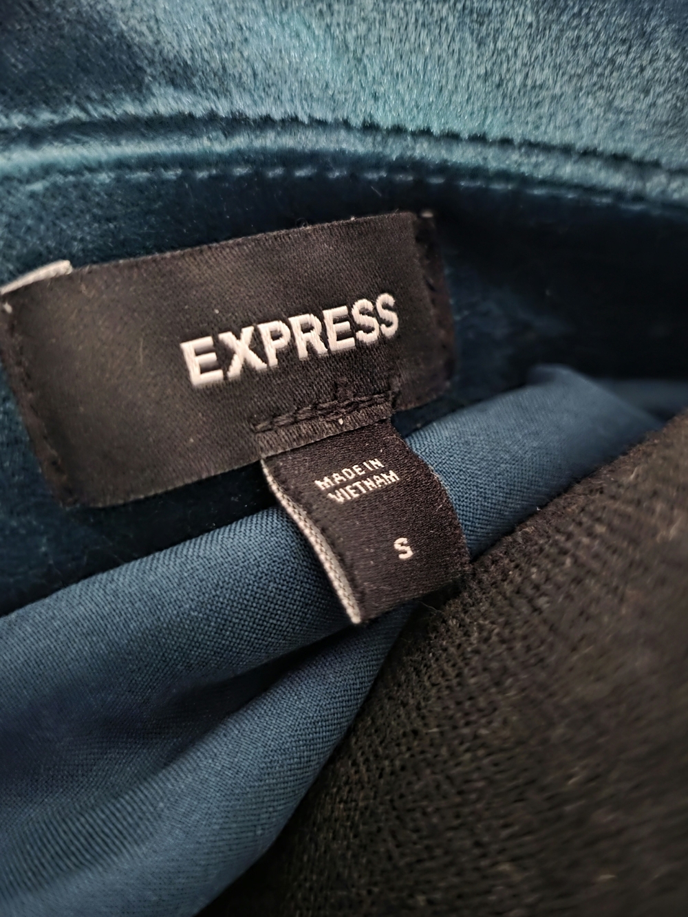 Express Velvet Tailored Blazer Jacket - Teal Green - Picture 4 of 5